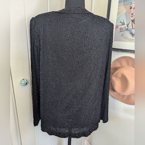 VTG Laurence Kazar Sequin Sparkle Jacket LG Dynasty Whimsigoth Glam Hilary Banks - Picture 5 of 8